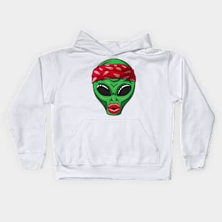 Alien with lip filler Botox Funny alien Kids Hoodie